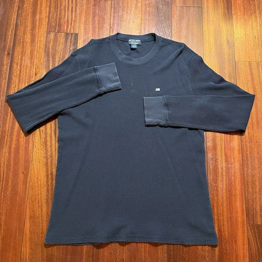 VTG Ralph Lauren Shirt Mens XL Waffle Knit Thermal Polo Jeans Co Workwear Flag